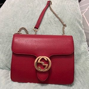 DOLLAR CALFSKIN SMALL INTERLOCKING G SHOULDER BAG